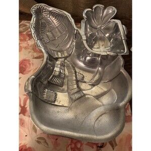 Lenox Yuletide Serveware Snowman Chip & Dip Metal Winter Platter Table Decor